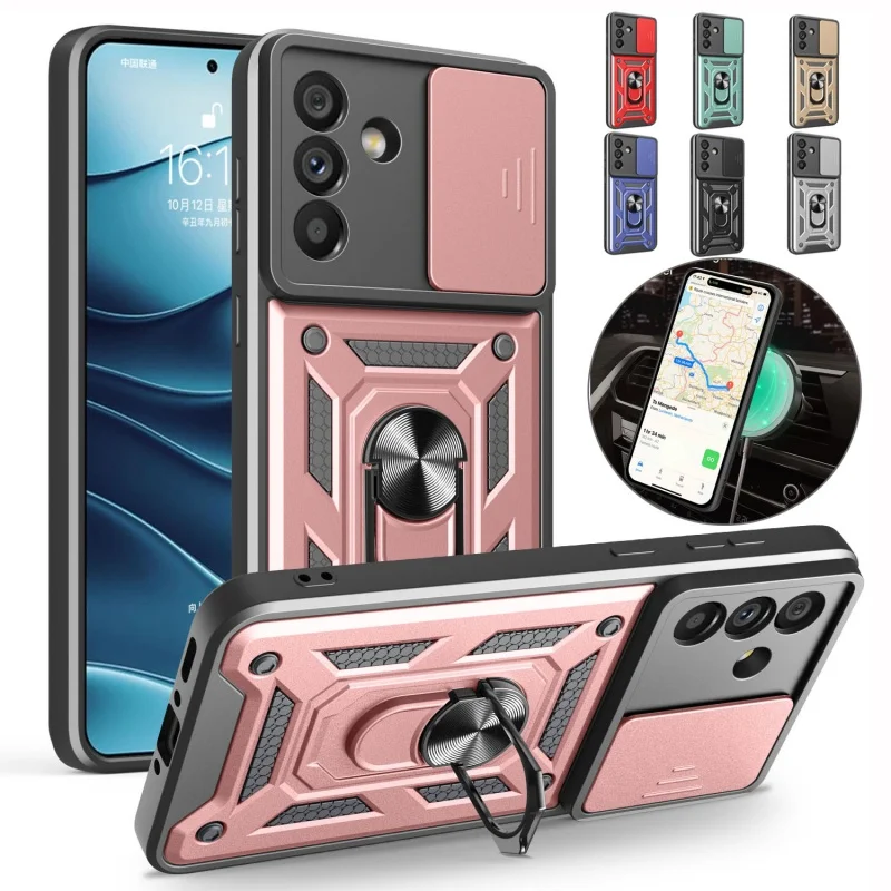 

Armor Rugged Car Magnetic Case for Samsung Galaxy A37 A17 A07 A56 A36 A16 A55 A35 A15 A54 A14 Camera Lens Rotatable Ring Cover