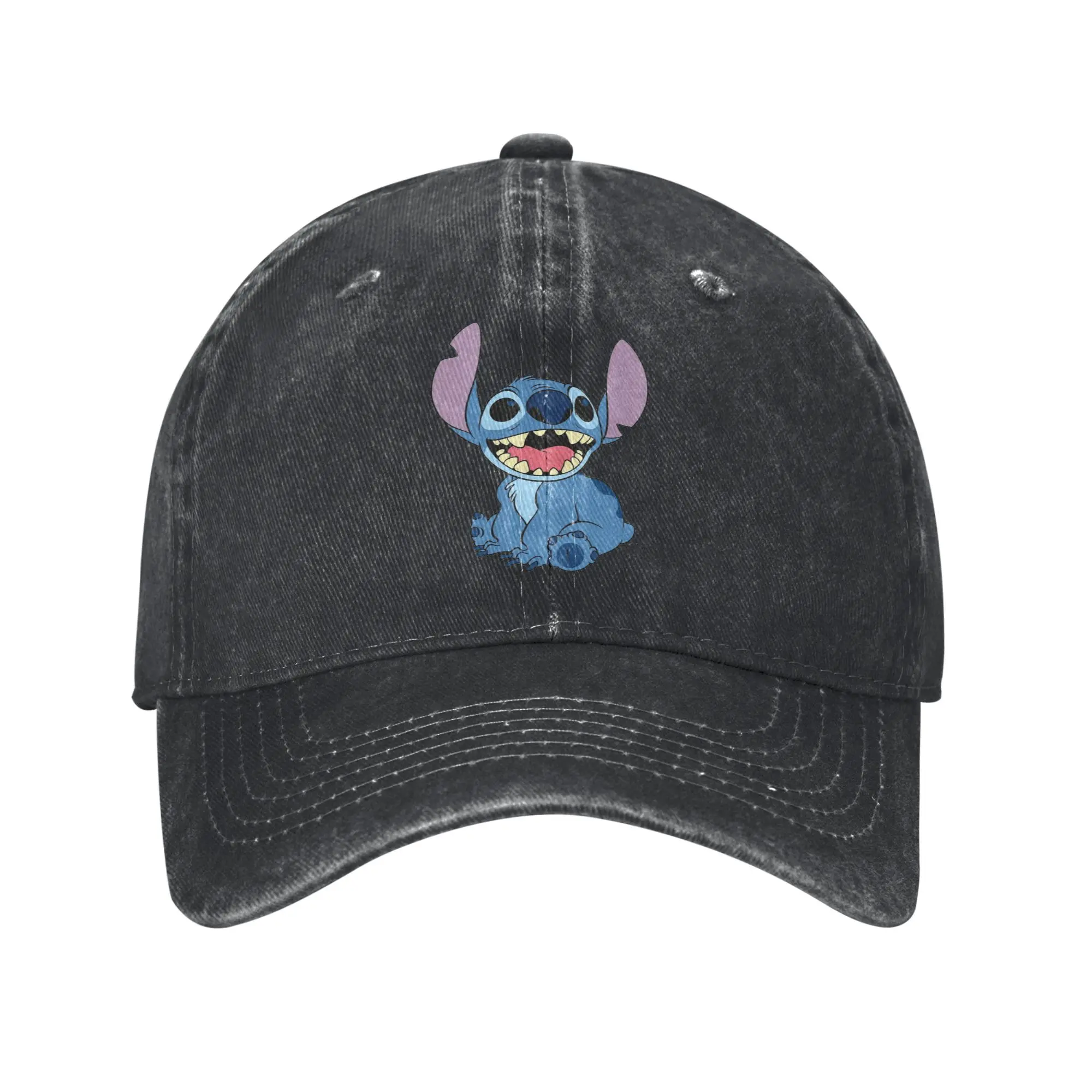 Stitch Ohana Means Family Sun Baseball Cap Cute Blue Cartoon Men Hip Hop Hats Summer Casual Fishing Sunscreen Baseball Caps