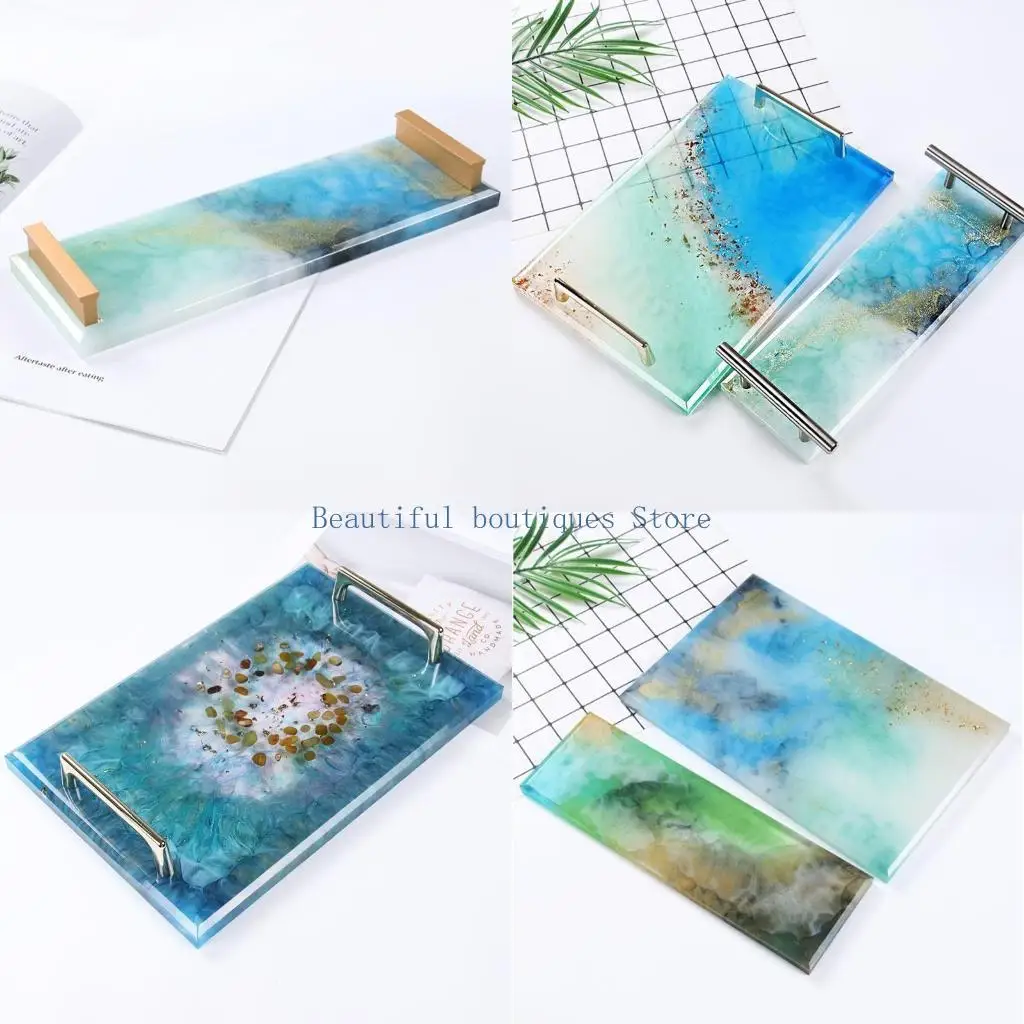 U4LF Agate Tray Silicone Molds Epoxy Resin Casting Molds for Jewelry Plate Rolling Tray Soap Dish Making Rectangular