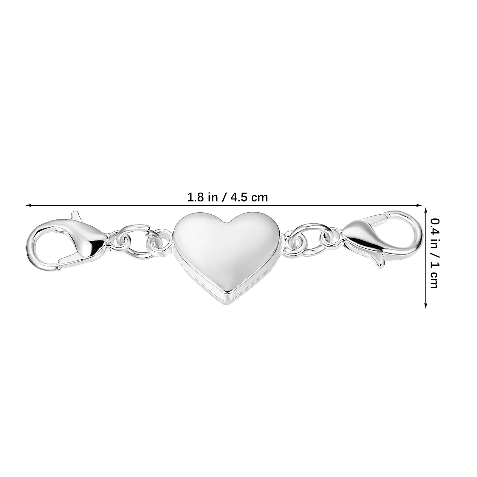 2 Pcs Heart Shaped Magnetic Clasp Chain Necklaces Clasps Buckles Closures Jewelry 925 Silver For