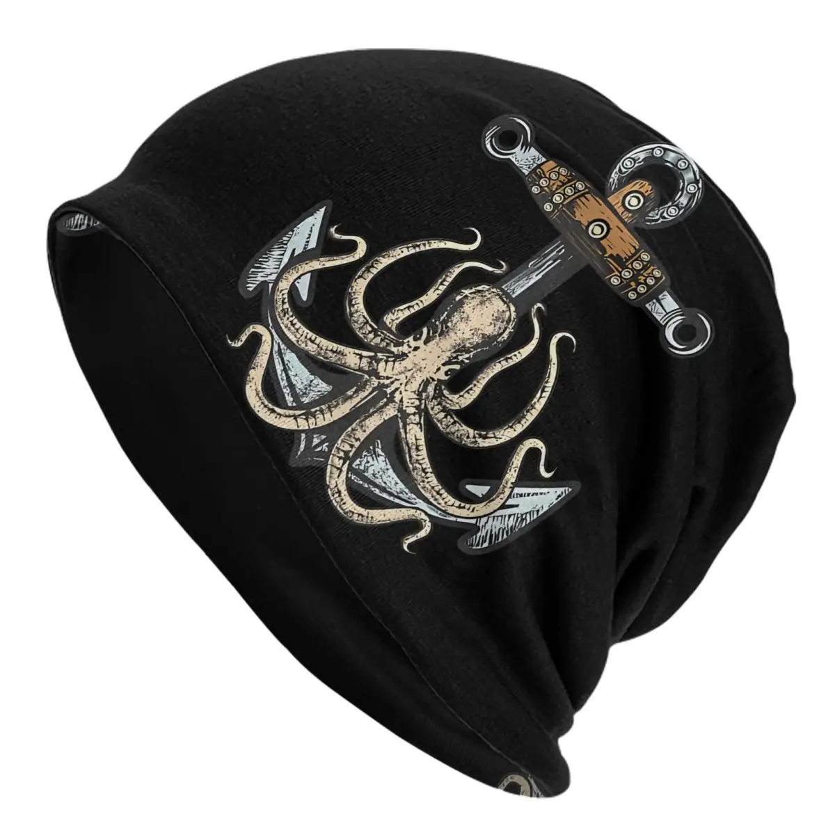 Anchor And Octopus Nautical Unisex Bonnet Thin Hip Hop Hats Double Layer Hat Breathable Caps