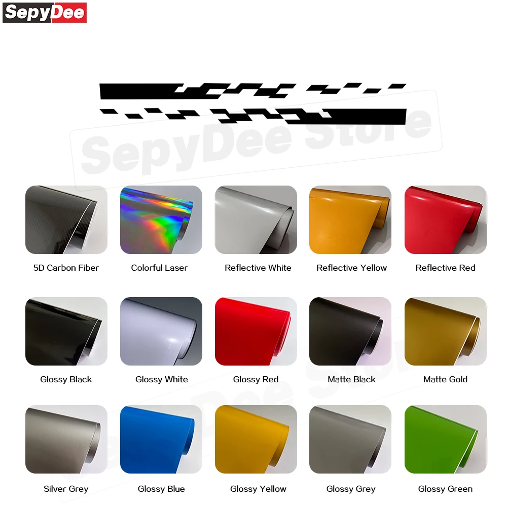 2Pcs Racing Sport Car Door Side Skirt Sticker for Toyota Bz4x EV Auto Body Decor Checkered Graphic Stripe Kits Decal Accessories