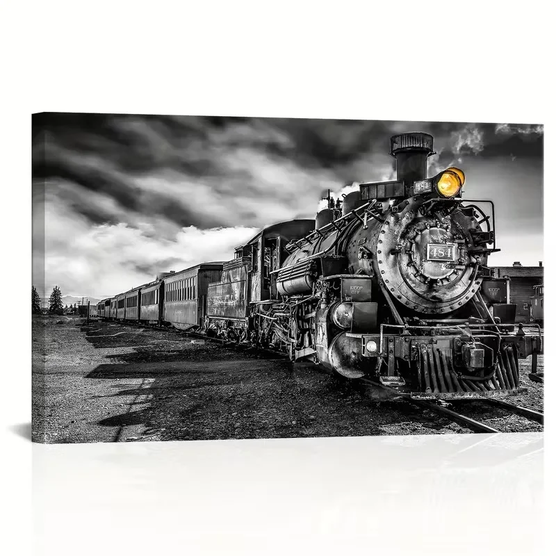 Black and White Steam Train Poster and Prints Canvas Painting Wall Art Picture for Living Room Home Decor Cuadros No Frame