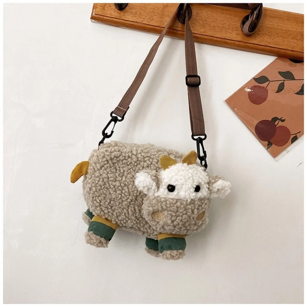 Portable Cartoon Cow Crossbody Bag Large Capacity Versatile Doll Shoulder Bag Lightweight Travel Backpack Casual Outing