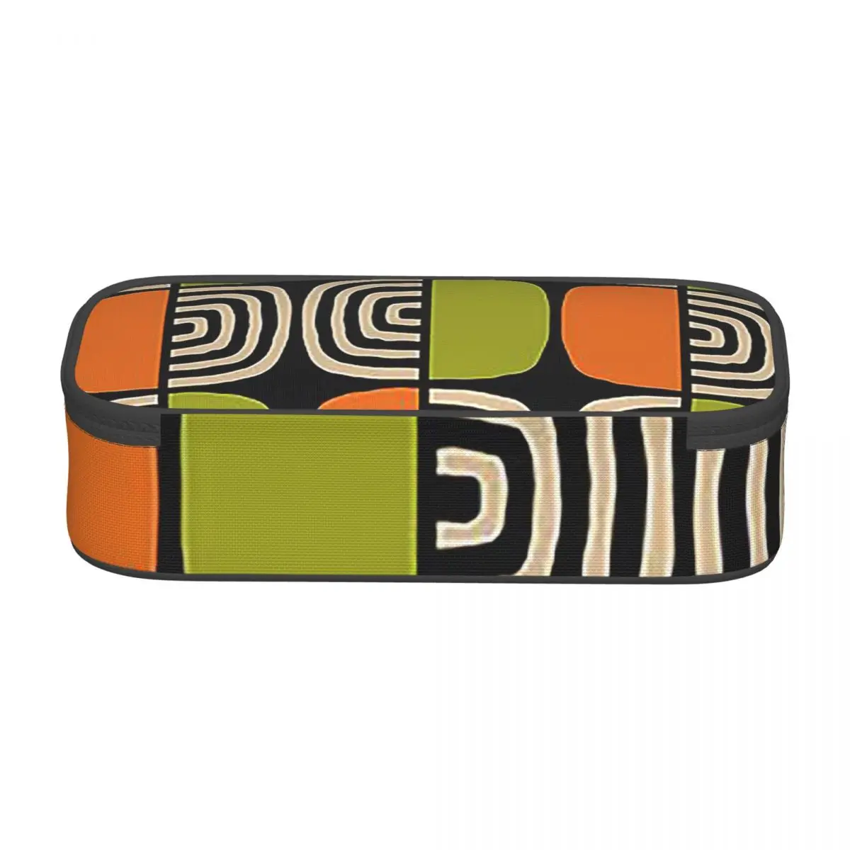 Half Concentric Circle Pattern Black Orange Green And Beig Pencil Cases for Student Pen Box Pencil Bag Pencil Pouch Pen Holder