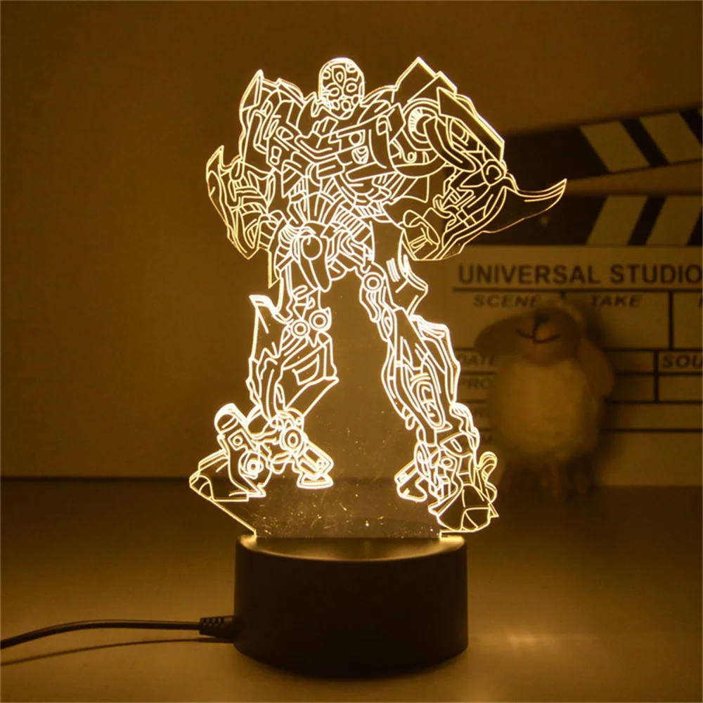 Imagem -02 - Anime Figure Night Light Robô Transformar Candeeiro de Mesa 3d Decoração do Quarto Decoração do Quarto Bonito Presente dos Miúdos Lâmpadas Sexy Cores Mudar 16 Cores 3d