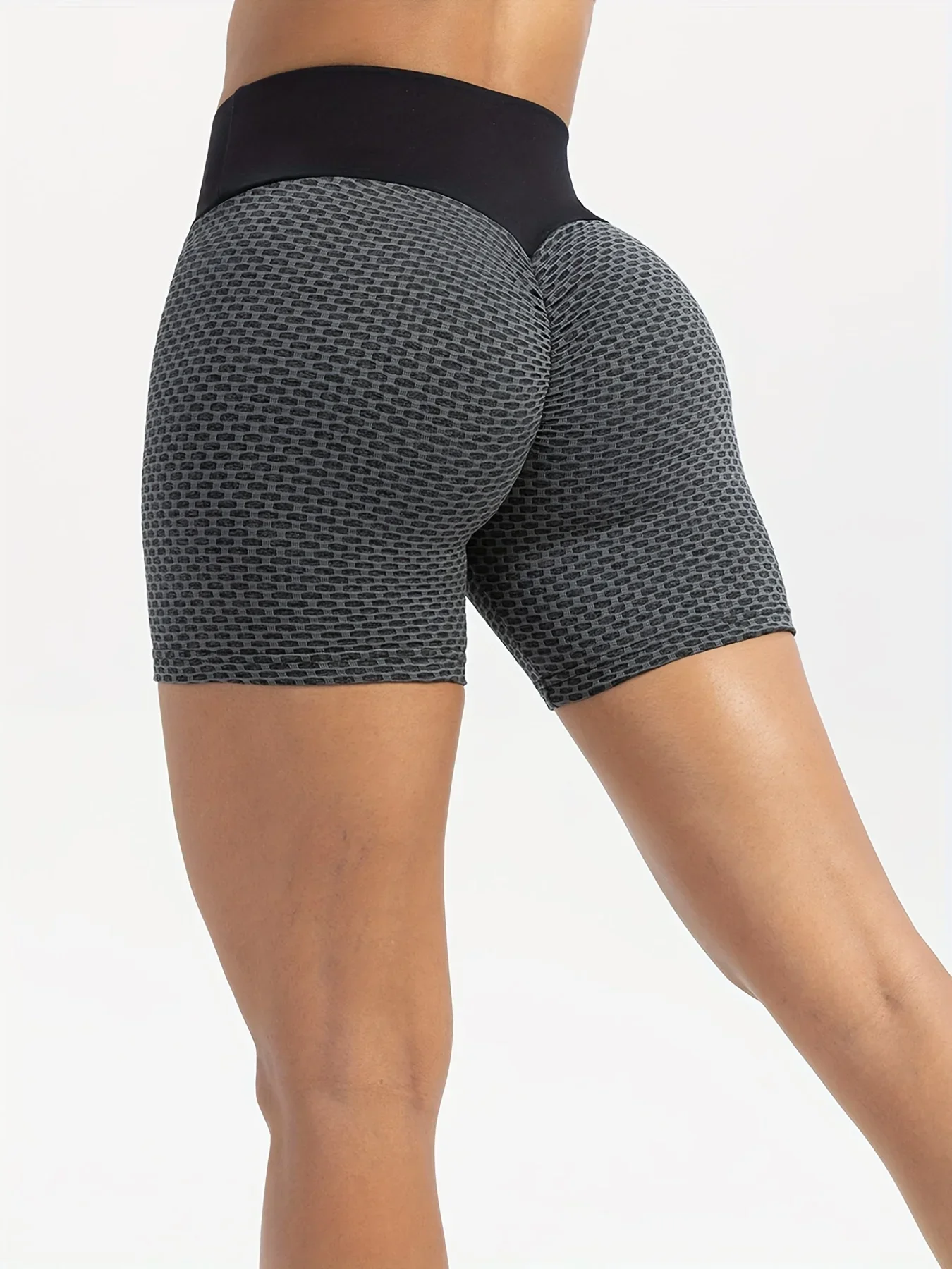 High Waist Breathable Yoga Shorts for Women - Workout Booty Honeycomb Design - Soft and Comfortable Activewear