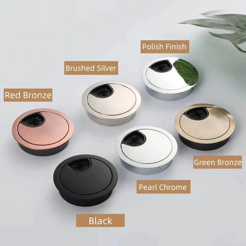 1/2/5pcs Cable Hole Cover Alloy Round Table Cable Tidy Wire Hole Covers 50/53/60/80mm Outlet Port Computer Desk Cable Hole Cover