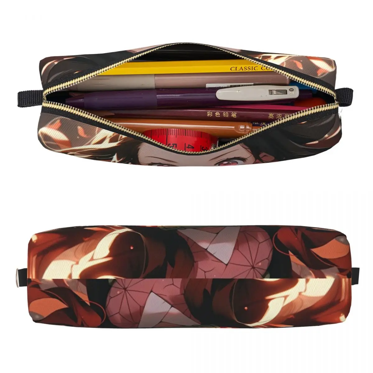 مضحك Kawaii Nezuko مقلمة لطيف أنيمي شيطان القاتل حامل قلم حقيبة للطلاب سعة كبيرة اللوازم المدرسية هدية pencelcases