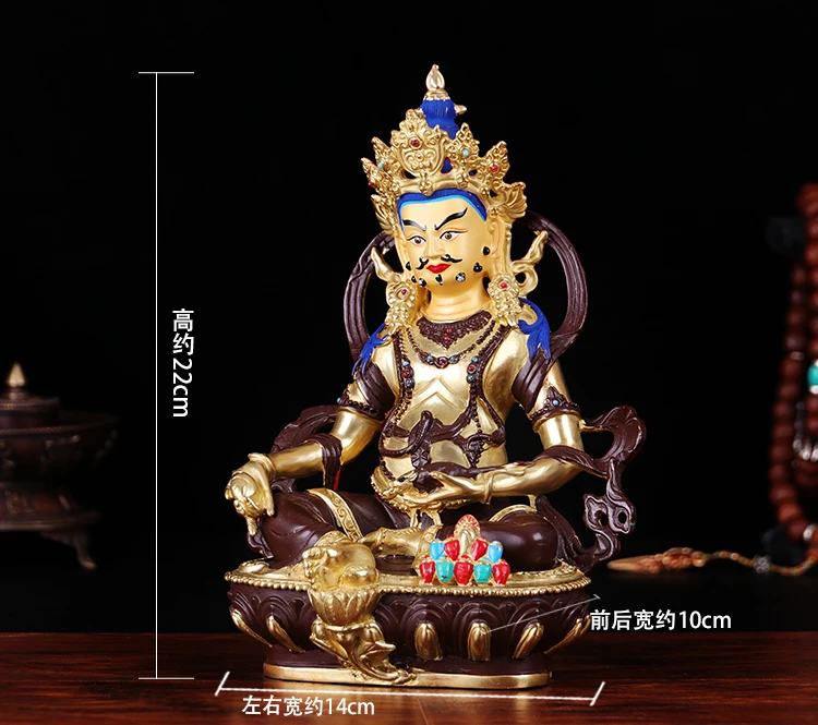 GOOD HOME FAMILY Talisman efficacious Protection -Buddhism Coloured drawing Yellow Jambhala fortune god buddha Gilding statue