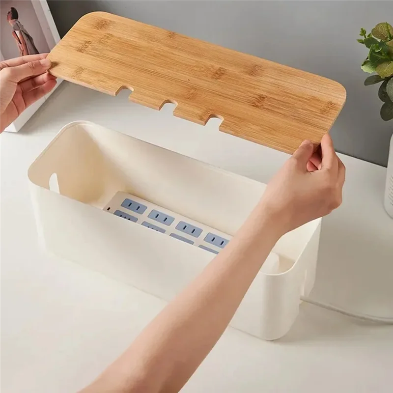 ABDJ-غطاء خشبي صندوق إدارة الكبلات سلك تقاطع مجلس صندوق تخزين إخفاء الأسلاك شرائط الطاقة مكتب صندوق منظم الكمبيوتر