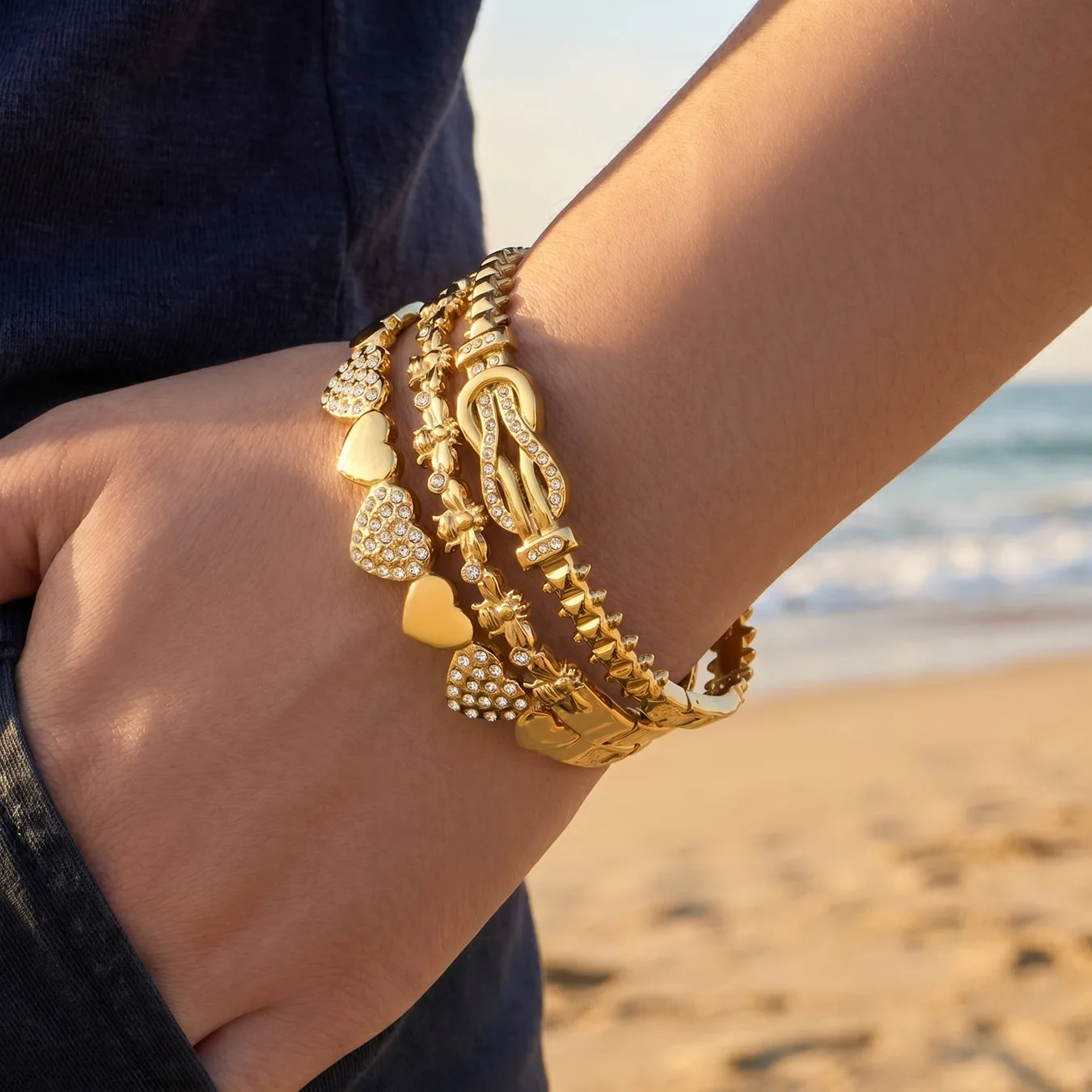 

Stainless Steel Trendy High Quality Jewelry Bracelets for Women and men Zircon Geometric Chain Bracelet Party Jewelry Gifts