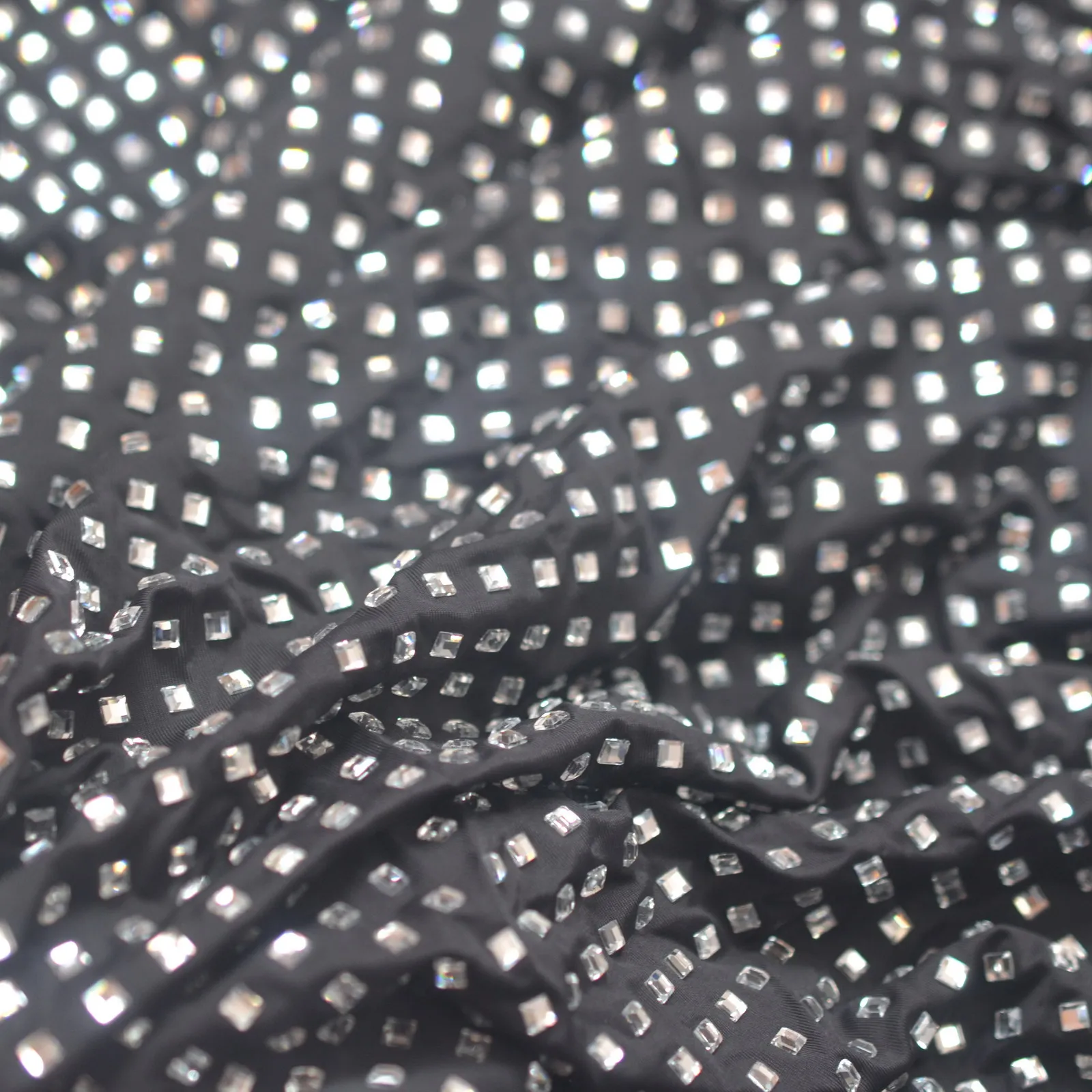 

Glitter Square Glass Rhinestone Mesh Jersey Fabric Glass Crystal Trim Ribbon Elastic Diamond Mesh Strass Rhinestone Dress