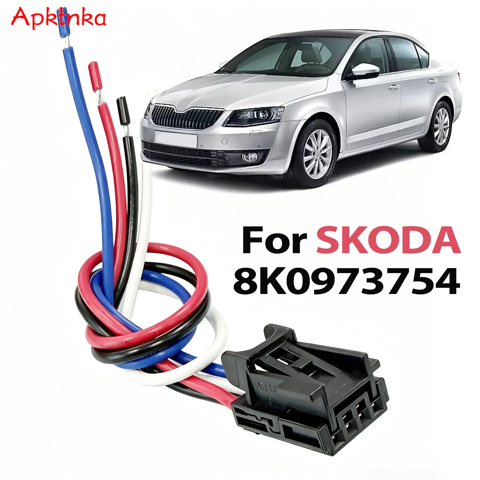 Apktnka 4way 4Pin Connector Harness Pigtail Switch Sensor Flap Plug For Skoda Fabia Octavia Rapid Roomster Superb Yeti 8K0973754