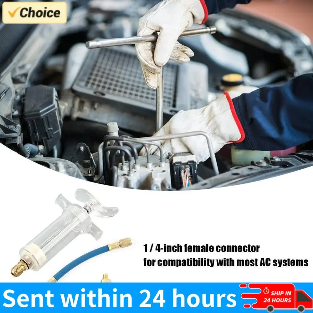 

A/C Oil/Dye Injector 30Ml 1Oz with R134A Low Side Quick Coupler Adapter 1/4 Automotive Air Conditioning Oiler Injection Syringe