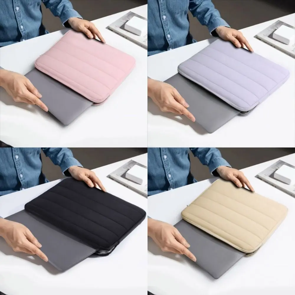 

Solid Color Puffy Grid Laptop Bag Shockproof 13-14inch Protective Case Lightweight Waterproof Laptop Sleeve Business