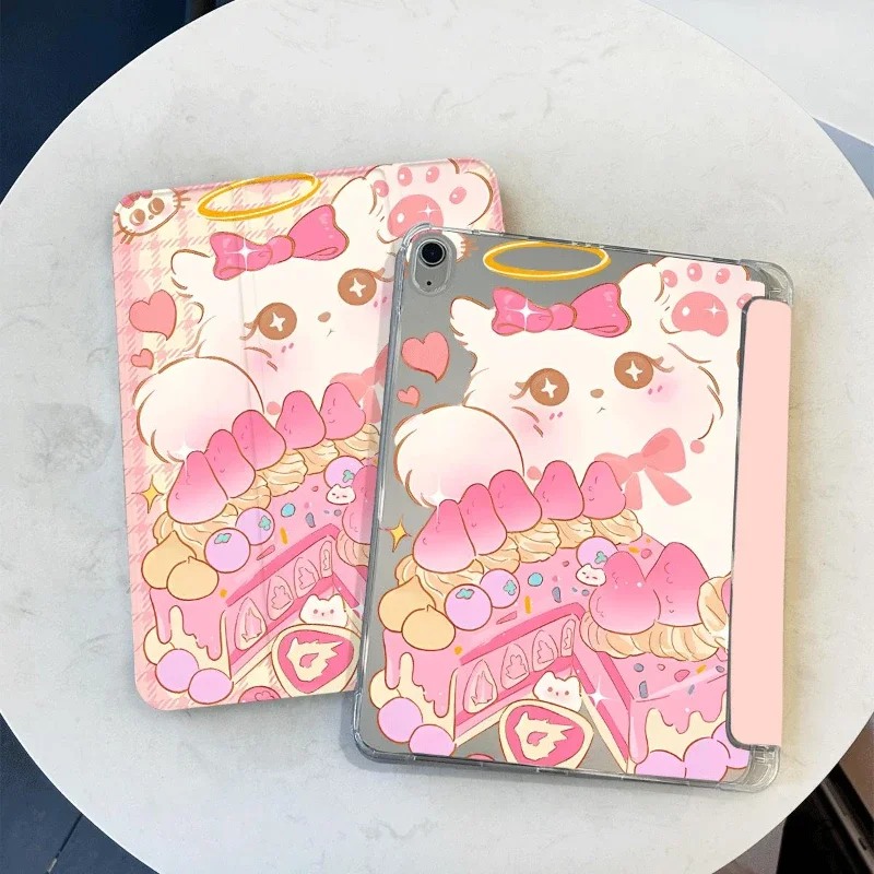 IPad 10.2 8th 9th Gen Tablet Cover for IPad 10th Generation IPad Air 5 4 10.9 Cases 2018 9.7 5/6th Cake Kitten Detachable Cover