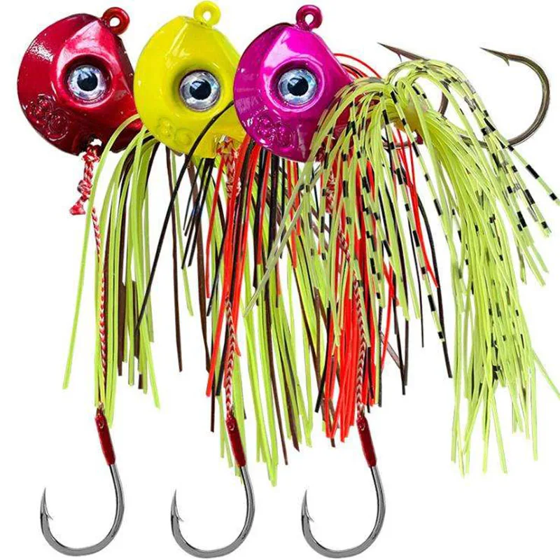 WEIHE 1 PC 40/60/80/100g hameçon en acier à haute teneur en carbone 3D oeil de poisson plomb gabarit leurre de pêche en métal