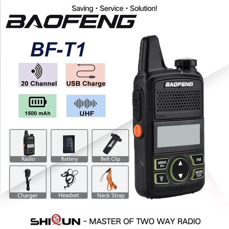 Baofeng BF-T1 MINI Walkie Talkie Kids Woki Toki USB Charger Child Intercom HF Transceiver Protable CB Ham Radios UHF Transmitter