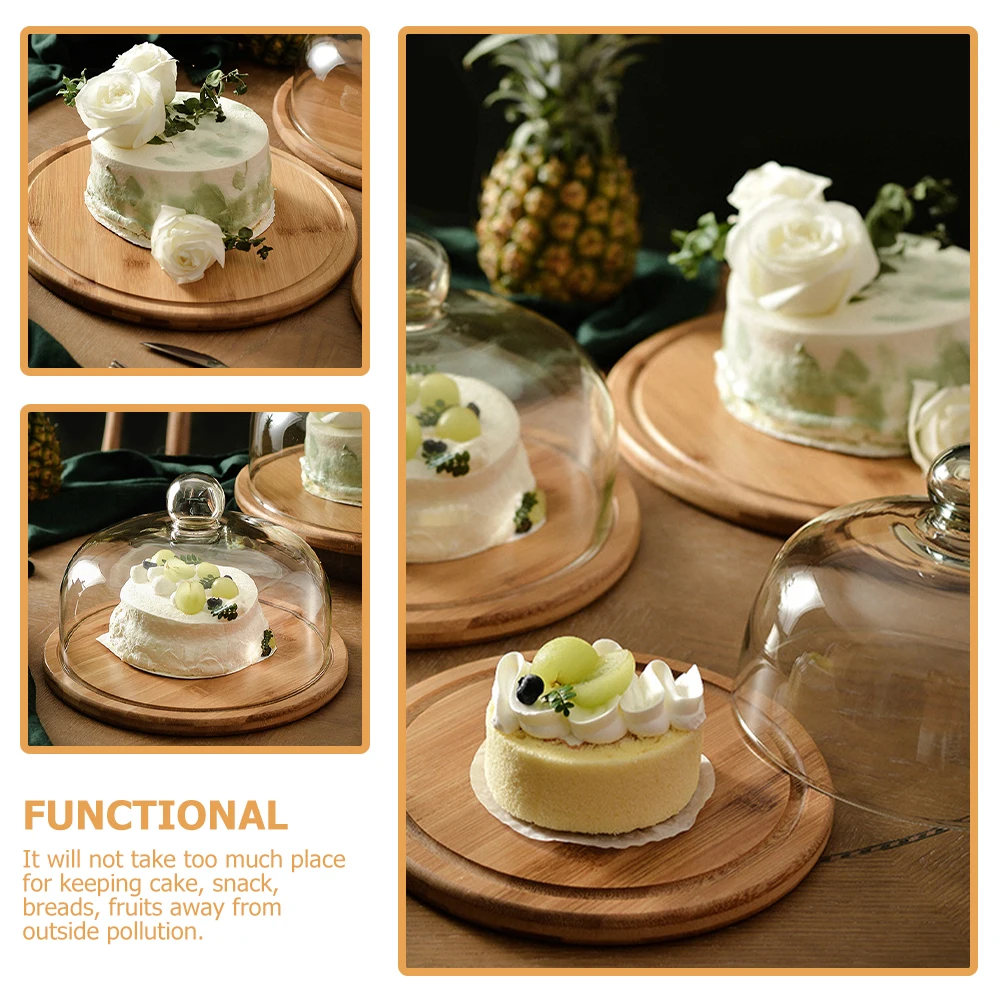 

1Set Glass Cake Dome with Tray Food Cover Clear Dessert Display Stand for Wedding Party Buffet Protective Cover Baking Storage