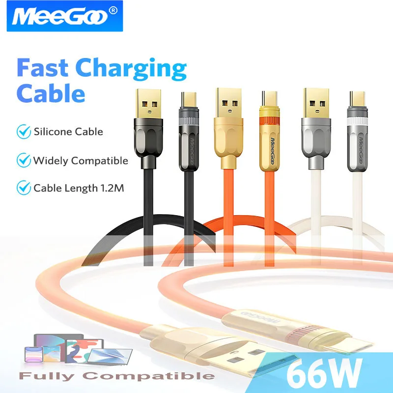 

MeeGoo 66W Zinc Alloy Fully Compatible Data Cable for Fast Charging, 1.2m USB-A to USB-C For Samsung Xiaomi Huawei Quick Charger