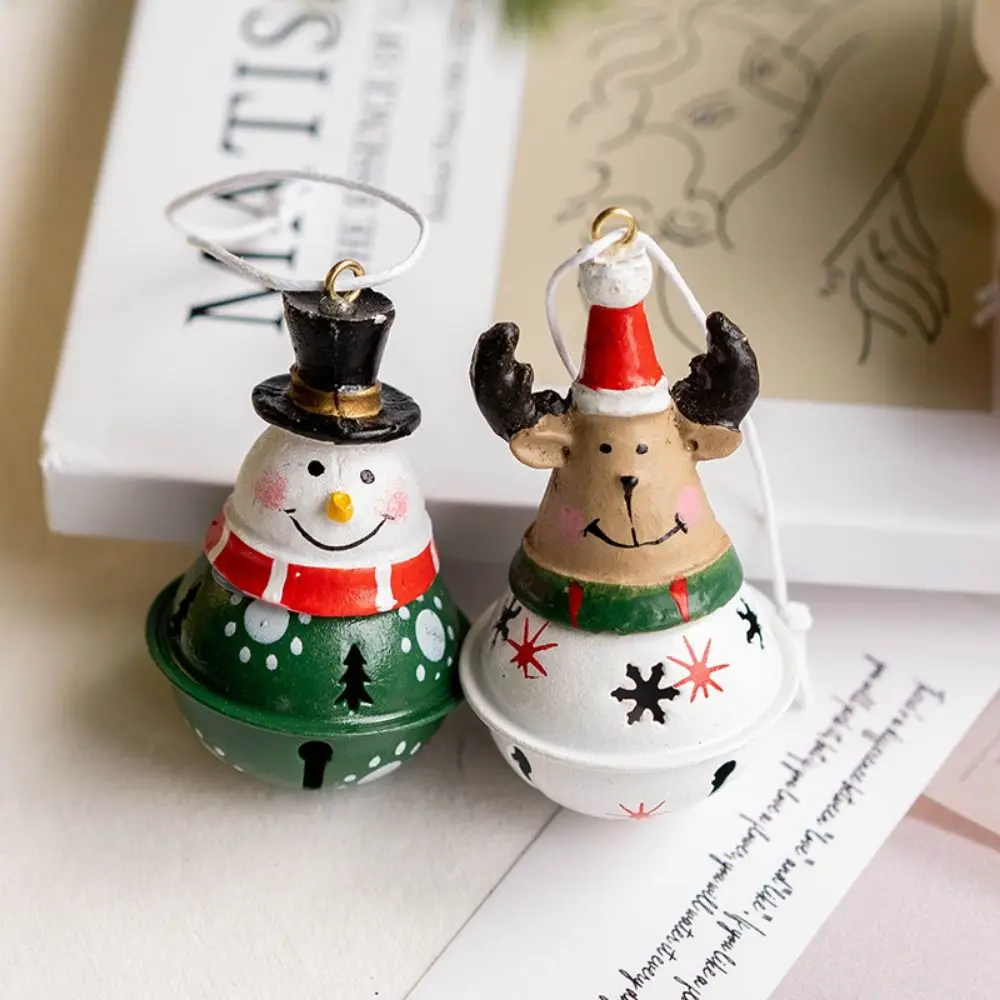 Funny Cute Christmas Santa Bell Pendant Hanging Iron Art Snowman Bell Pendant Rust-proof Xmas Tree Ornaments Christmas