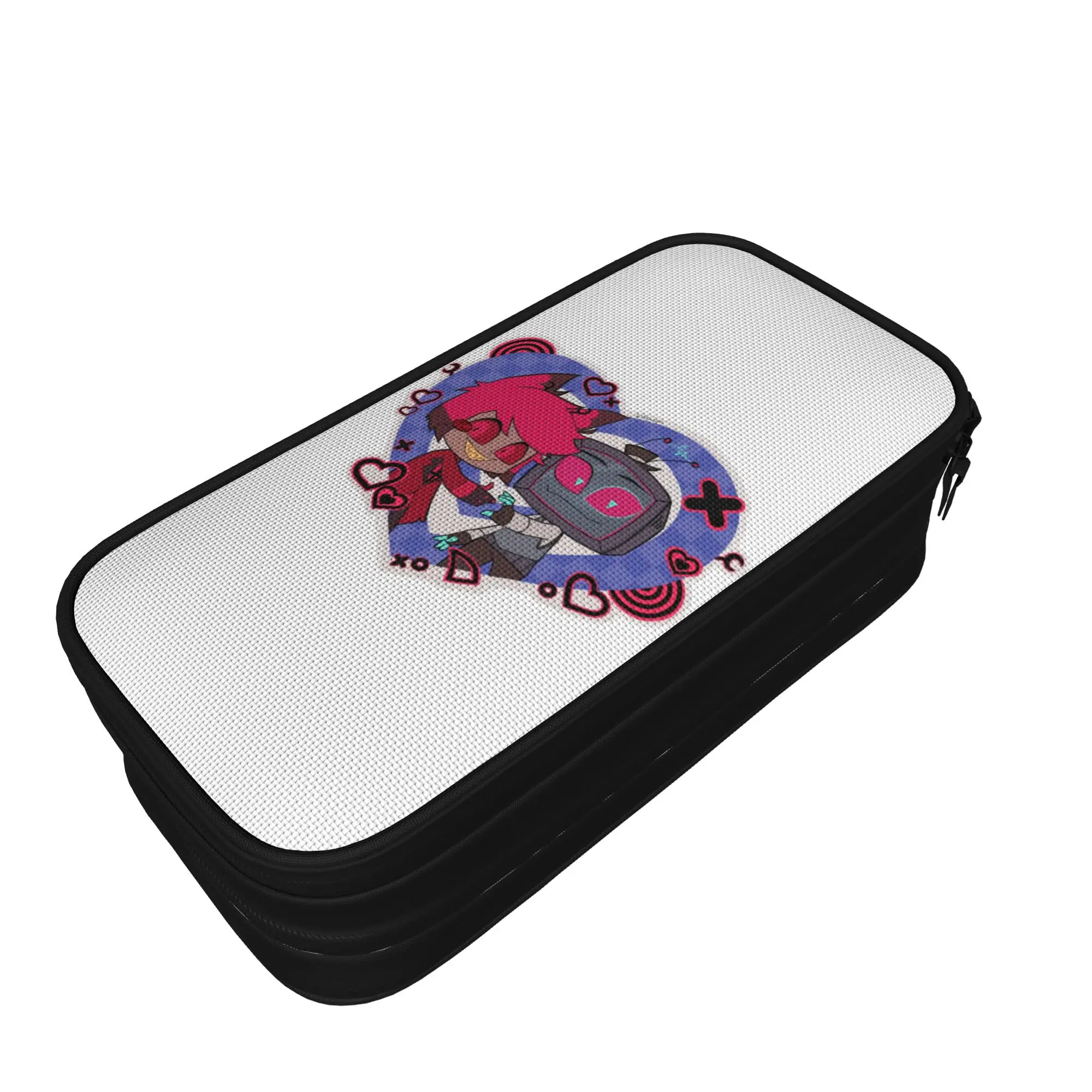

Alastor & Vox Heart Radiostatic Pencil Case Lovely Bags Girl Boy Big Capacity School Supplies Cosmetic Pencilcases