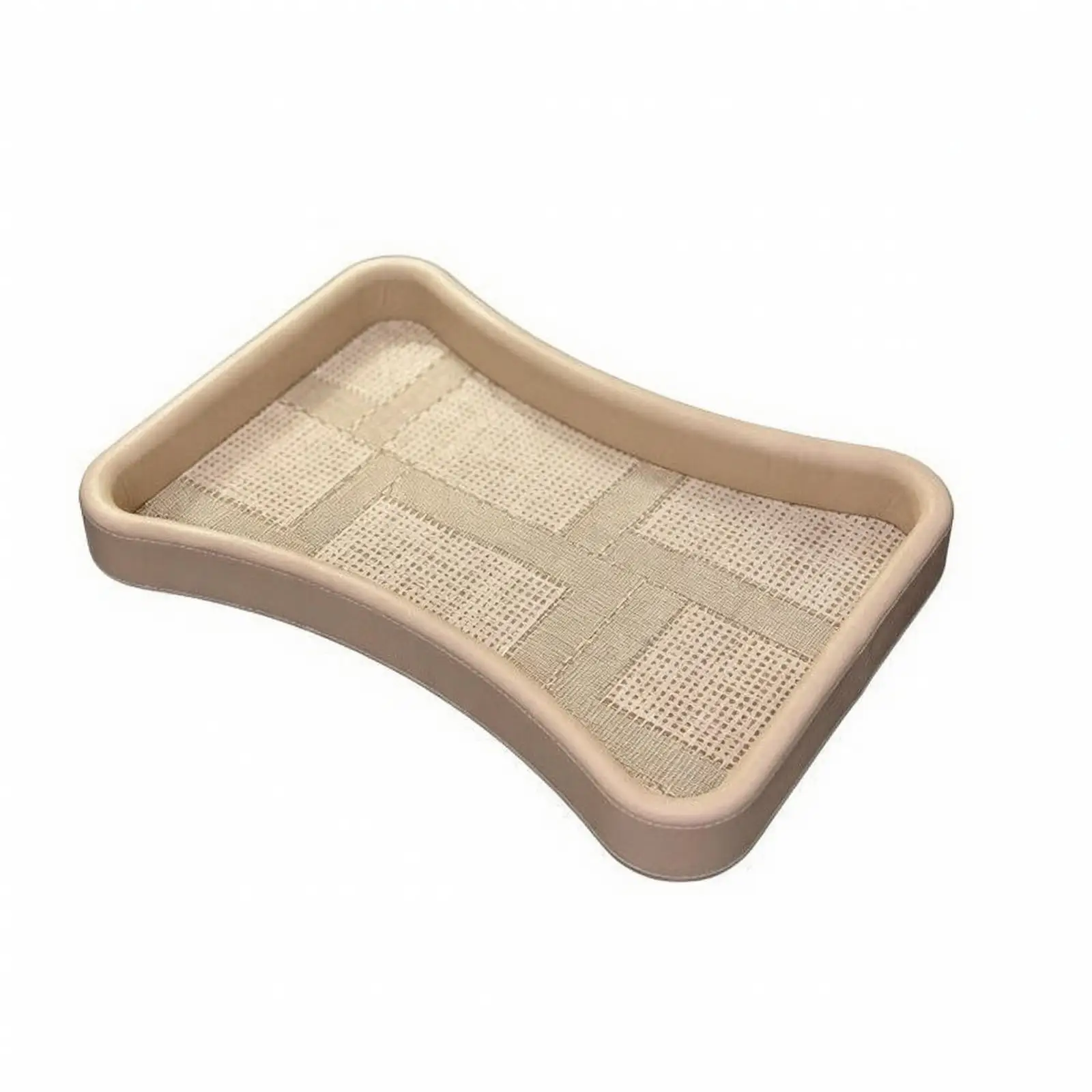 Handcrafted Wood Leather Chinese Style Tray with Woven Center Decorative Serving Tray for Coffee Table Home Decor