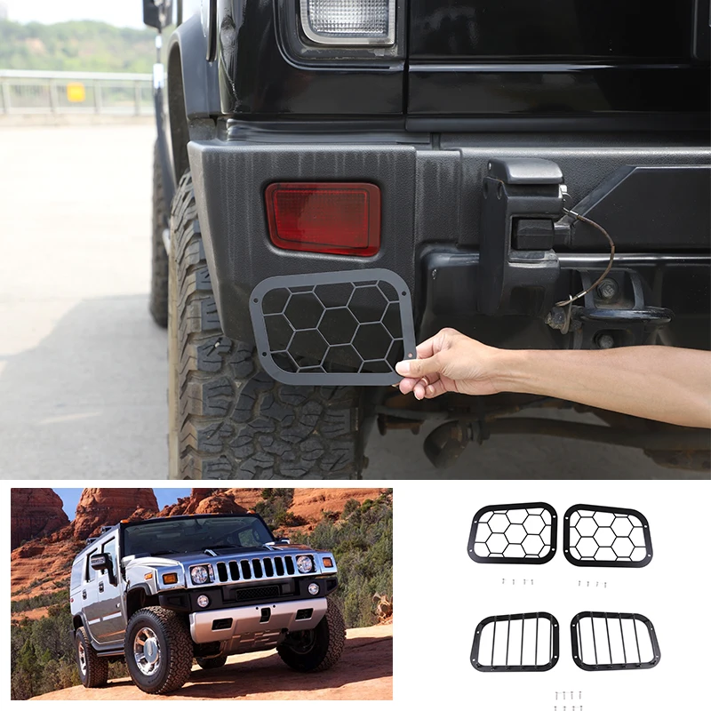 Car Styling Stainless Black Exterior Details for Hummer H2 2003-2007 Car Rear Bumper Fog Light Lamp Trim Cover Auto Accessories