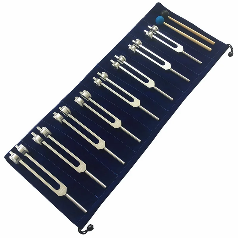 Chakra Tuning Fork Set for Healing, 8 Pieces Silver Chakra Tuning Fork for