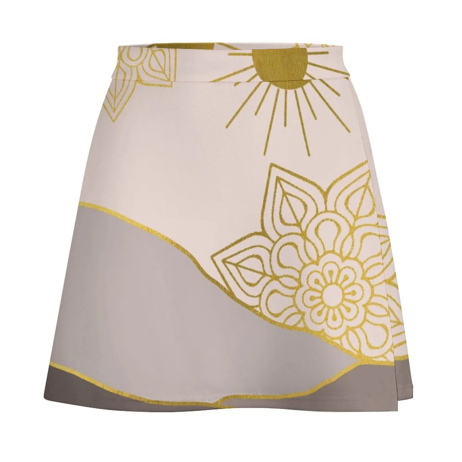 Gold Mandala Sun Mini Skirt fashion korean clothing summer dress for women 2025 fairy grunge Mini Skirt