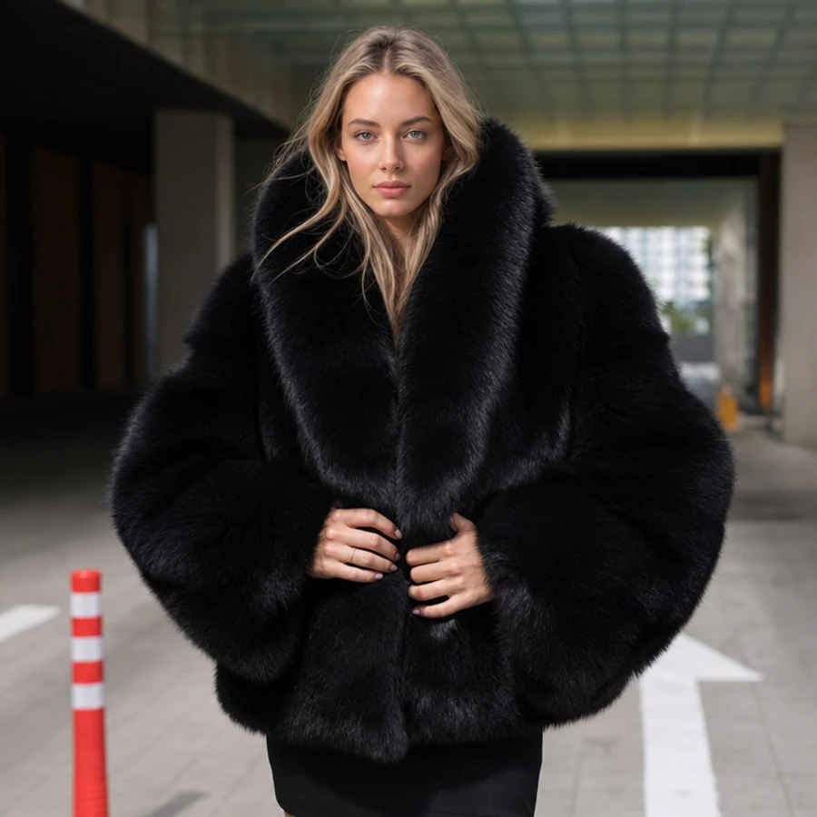 

Black Fox Fur Jacket Women Genuine Fox Fur Coat High Quality Warm Fur Jacket Woman