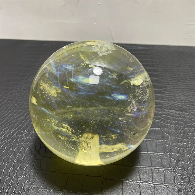 14cm High Quality Large Yellow Melting Stone Quartz Balls Feng Shui Crystal sphere Balls for Decoration