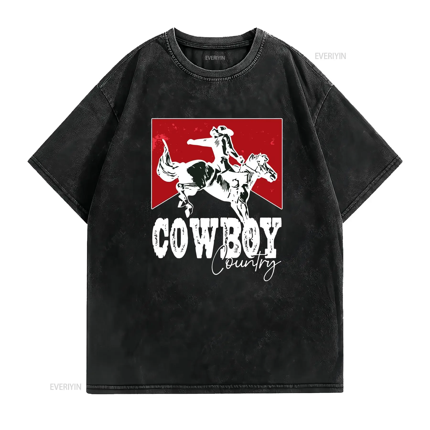 Bucking Bronco SweaT T Shirt Red Cowboy Country Sweater Western Aesthetic Wild West Spirit Rodeo Life Rider vintage Washed