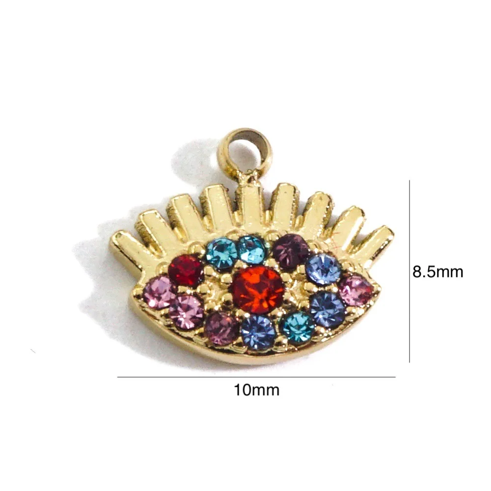 3Pcs Stainless Steel Multicolour Flowers Stars Moon Charms Small Pendant With Zircon DIY Jewelry Necklaces Accessory