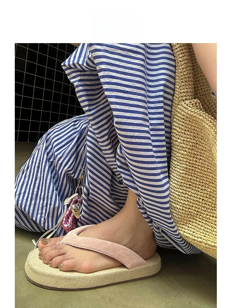 

SGIRL TWTW Retro Thong Slippers Women's Summer Thi Bot Casual Beach Sandals Comfortable Synthetic Leather Upaded Version