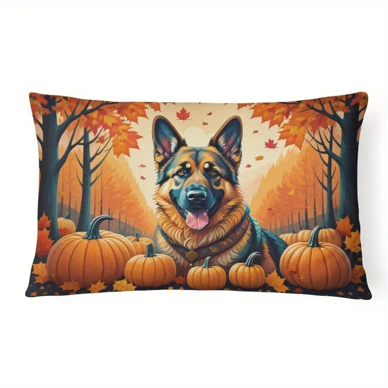 Autumn German Shepherd Pumpkin Pillow Case Suitable For Sofa Bedroom Car Pillow Cover Cushion Rectangular Back Cushion