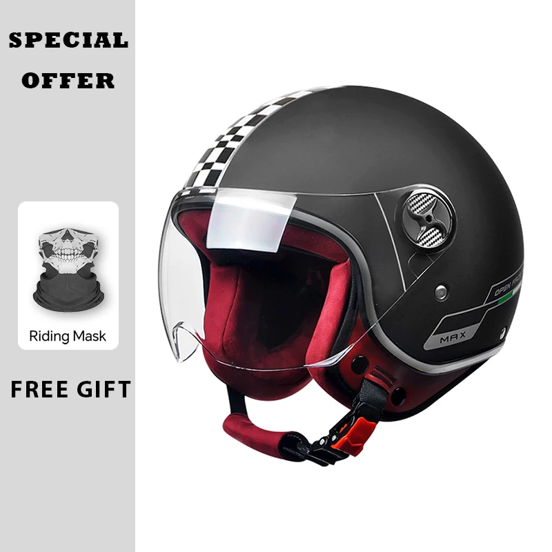 

AD Retro Harley Electric Car Helmet Men Women Open Face Helmet Riding Motorbike Motorcycle Jet Helmets All Seasons Universal