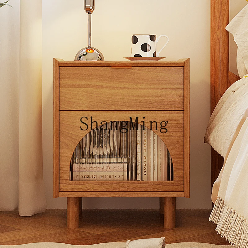 

CL high value new high-end small apartment bedside table log simple bedroom storage cabinet