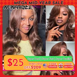 250 % vor allem 13 x 6 HD Lace Frontal Perücken schokoladenbraune Körperwellenperücken Melt Skins Echthaarperücken vorgezupft für Frauen