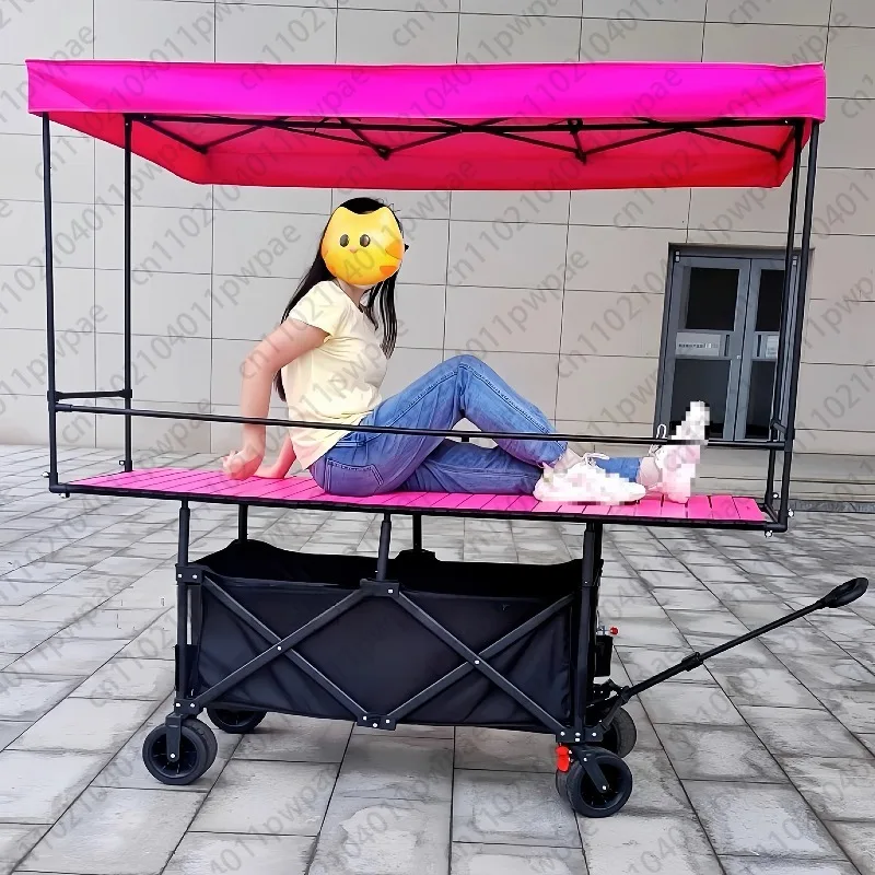 Extra-large Street Vendor Cart 120x60 Adjustable Folding Outdoor Camping Cart Street Vendor Cart Night Market Food