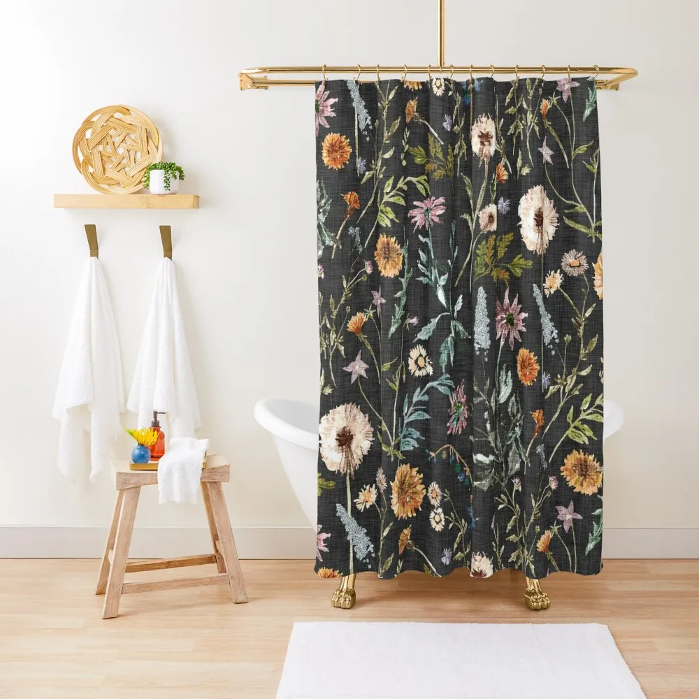 

Wylde Fleur (black) Shower Curtain In The Bathroom Luxury Bathroom Waterproof Fabric Bathroom Anime Shower Curtain