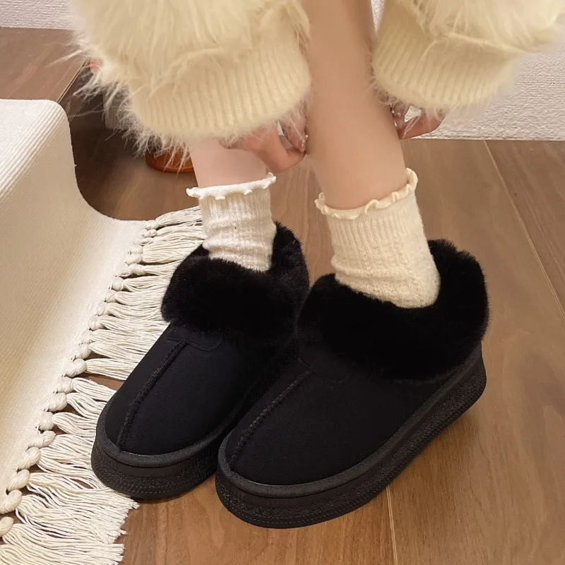 New Thermal Boots Women'sWinter Flats, Cropped PlushFur Ankle Boots, Snow Boots,Casual Shoes, Thick-soled Non-Slip Thermal Boots