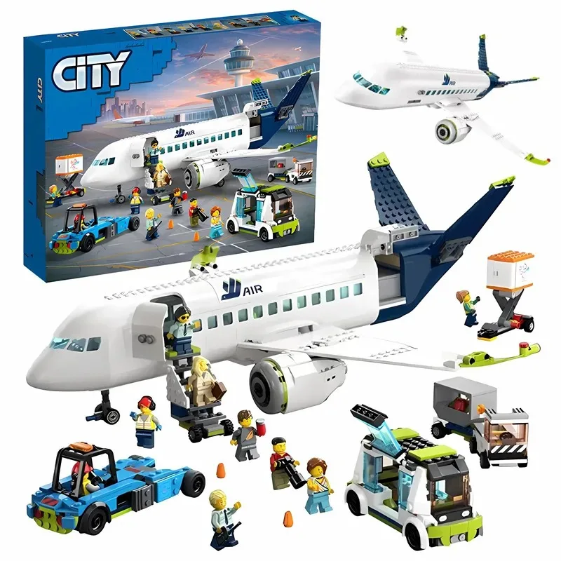 

913PCS Passenger Aircraft Building Block Bricks City Series Compatible 60367 Passenger Airplane Large Assembly MOC Toy Gift