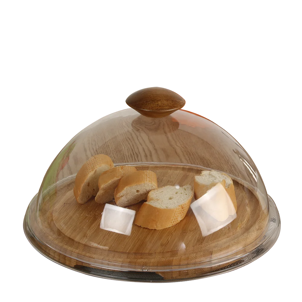 Christmas Cookie Tray Eco-Friendly Wood Cake Stand with Creative Transparent Dust-Proof Cover Dome Lid for Wedding & Birthday