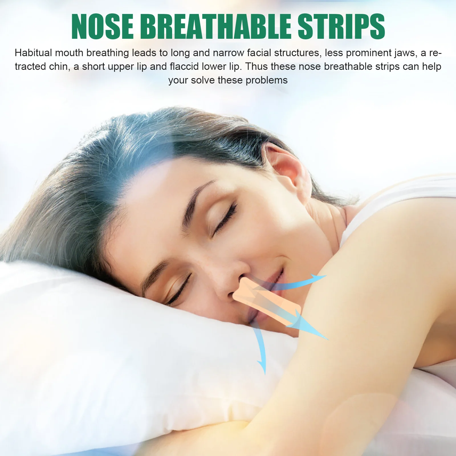 

120Pcs Nasal Strips Sticky Breathable Sleep Tape Mouth Breathing Snoring Aid Nasal Strips