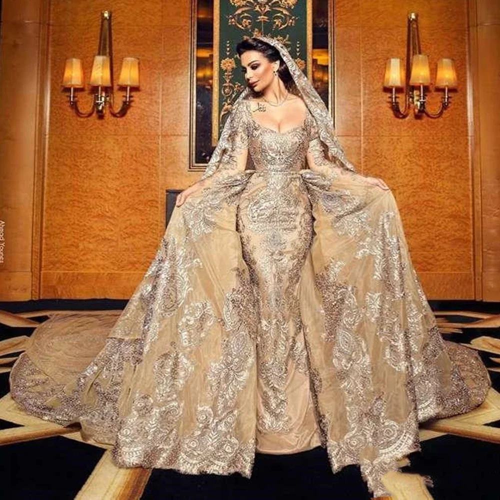 2025 Luxury Dubai Wedding Dress With Veil Free Real Photos Work