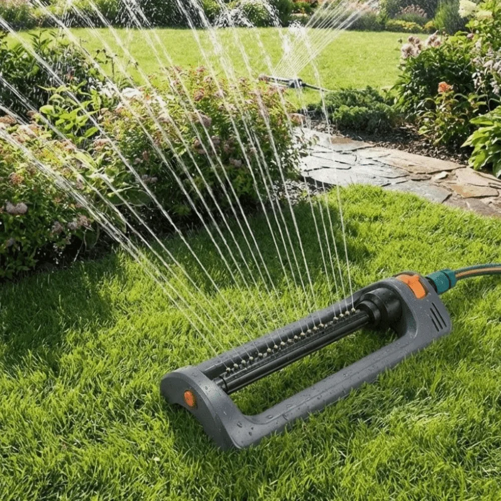 19 Hole Nozzles Oscillating Sprinkler Automatic 4 Modes Water Sprayer Weighted Base Wide Coverage Swing Irrigation Sprinkler