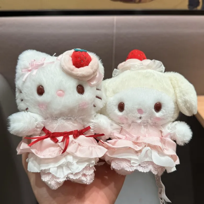 

My Melody Hello Kitty Plush Keychain 2nd Edition Strawberry Cake Soft Stuffed Doll Backpack Pendant Cute Decor Gift For Girls
