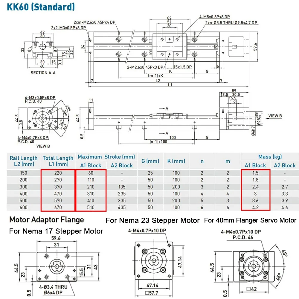 KK60 Steel based Single Axis Robot Linear Rail Stage Steel Sliding Table for Semiconductor Medical  XYZ Axis Repeatability ±0.01
